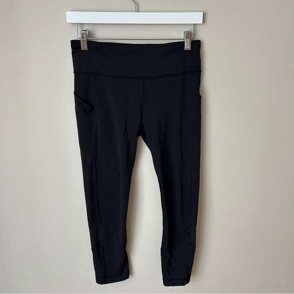 Lululemon All The Fight Places high Rise Black Cropped Tight Leggings Size 6 - Picture 2 of 7